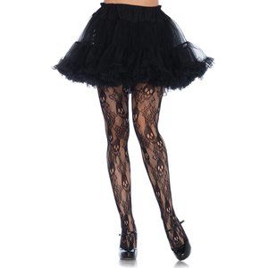 Black Rose Skull Fishnet Pantyhose Plus Sized